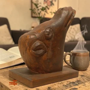 Camel face sculpture decorative art piece textured animal form decor