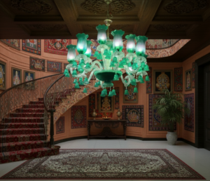 Green and White Chandelier