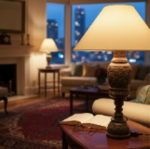 Wooden Carved Table Lamp