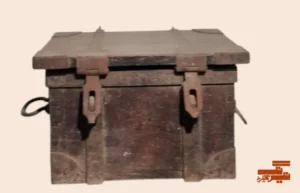 Antique wooden tijori chest over 100 years old with aged patina vintage storage box