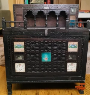 Antique wooden chest with grill top design vintage storage box solid wood trunk