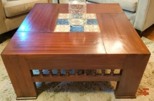 Solid wood center table natural finish modern coffee table living room furniture