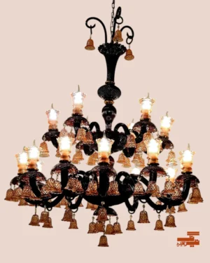 red and pink chandelier