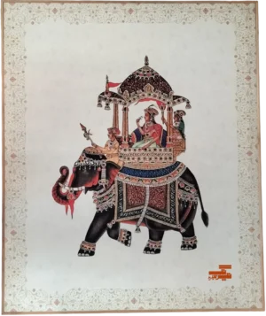 mughal-style-elephant-printed-framed