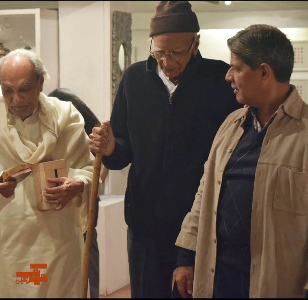 Right to left: Qasim Jafri, Dr Mubashir Hasan and Raza Kazim in a literary gathering at Nairang Baithak Lahore