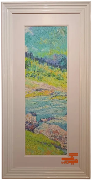 Landscape painting with soft natural tones and serene scenery for modern interior wall decor